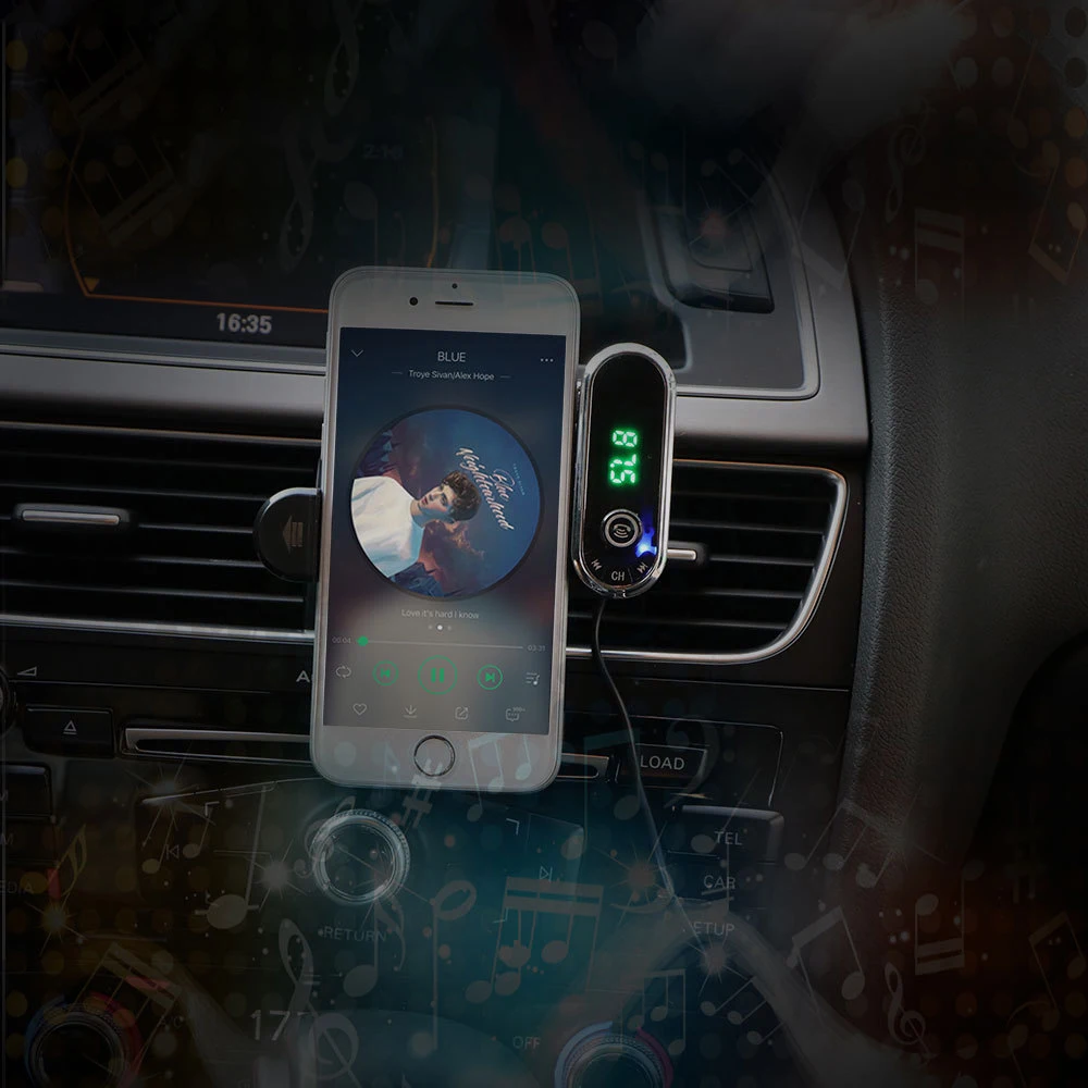 AOSHIKE автомобильный Bluetooth fm передатчик беспроводной радио адаптер AUX TF MP3 плеер с