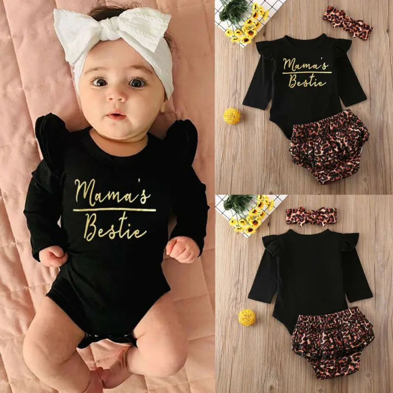 

Newborn Kid Baby Girl Ruffle Romper Bodysuit Leopard Shorts Pants 2020 Outfit Clothes Baby Clothing