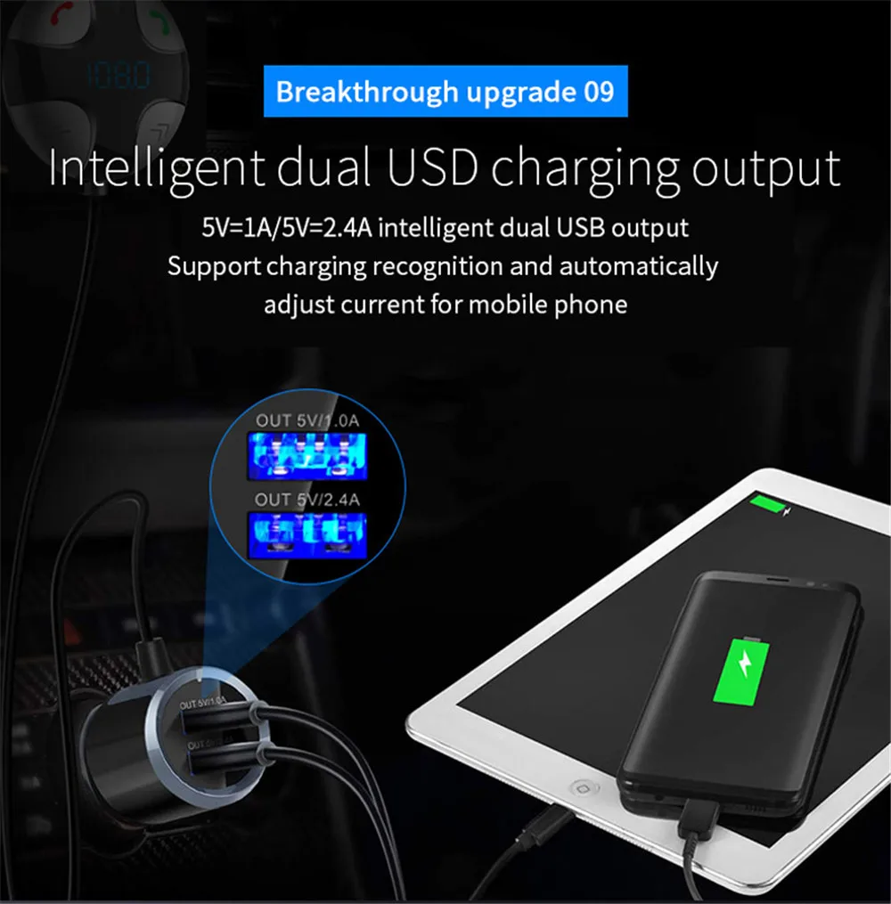 Bluetooth V3.0 автомобильный комплект MP3-плеер fm-радио Bluetooth гарнитура автомобильный комплект беспроводной fm-передатчик модулятор с USB зарядкой
