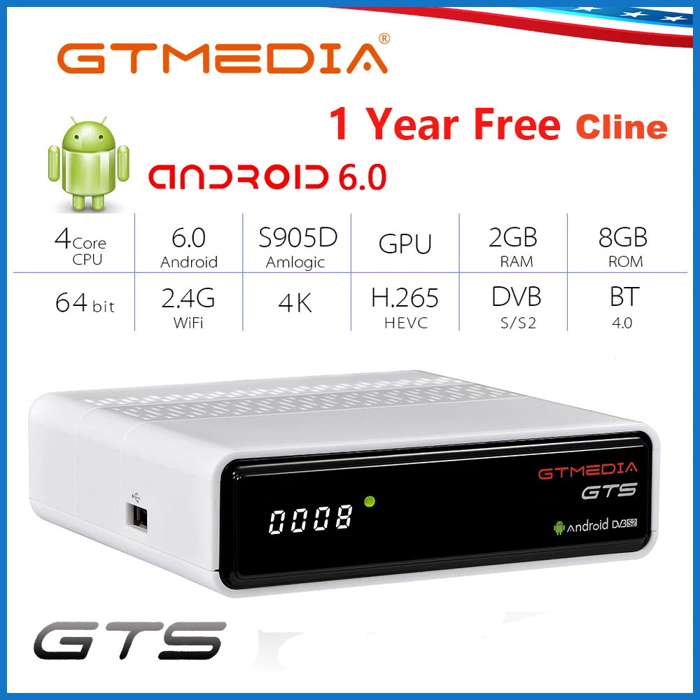 GTMEDIA GTS smart tv box Android 6.0 4K HDR Quad Core 2G 8G built in WIFI Google Cast Netflix Cline server Set top Box Receptor