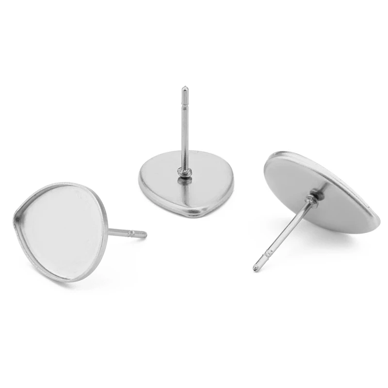 40pcs Stainless Steel Earring Cabochons Blank Base Fit 10*14MM Teardrop-shaped Bezel Setting Tray DIY Jewelry Making Accessories