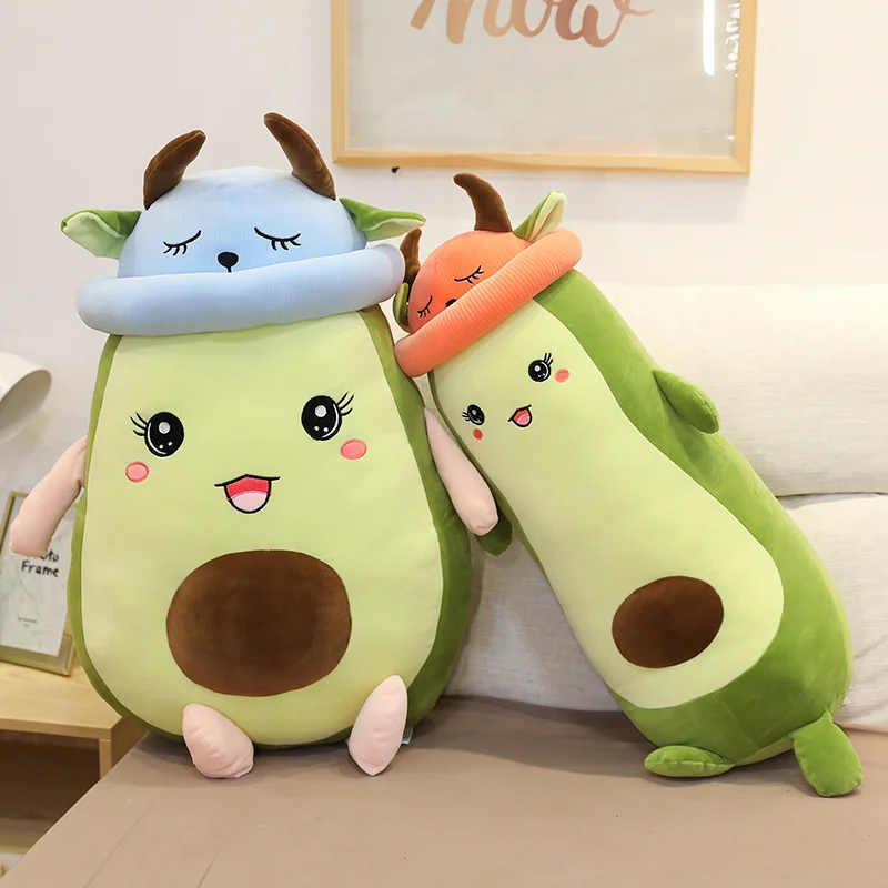 

60-120CM new hat cute avocado plush toy soft baby doll cartoon fruit pillow sofa cushion child girl girl christmas birthday gift