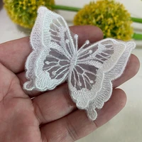 3d butterfly white lace patches double layer for dress diy decoration 6 3cm5 3cm clothing patch sewing accessories