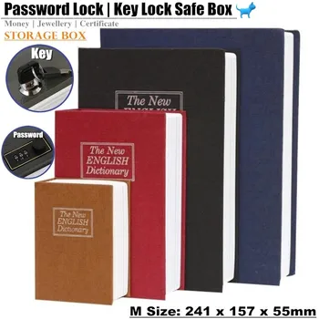 เด็กของขวัญ.La Mini Safe Box Book Hidden Secret Security Safe Key Lock เงินอัญมณีใบรับรองเก็บรหัสผ่าน Locker