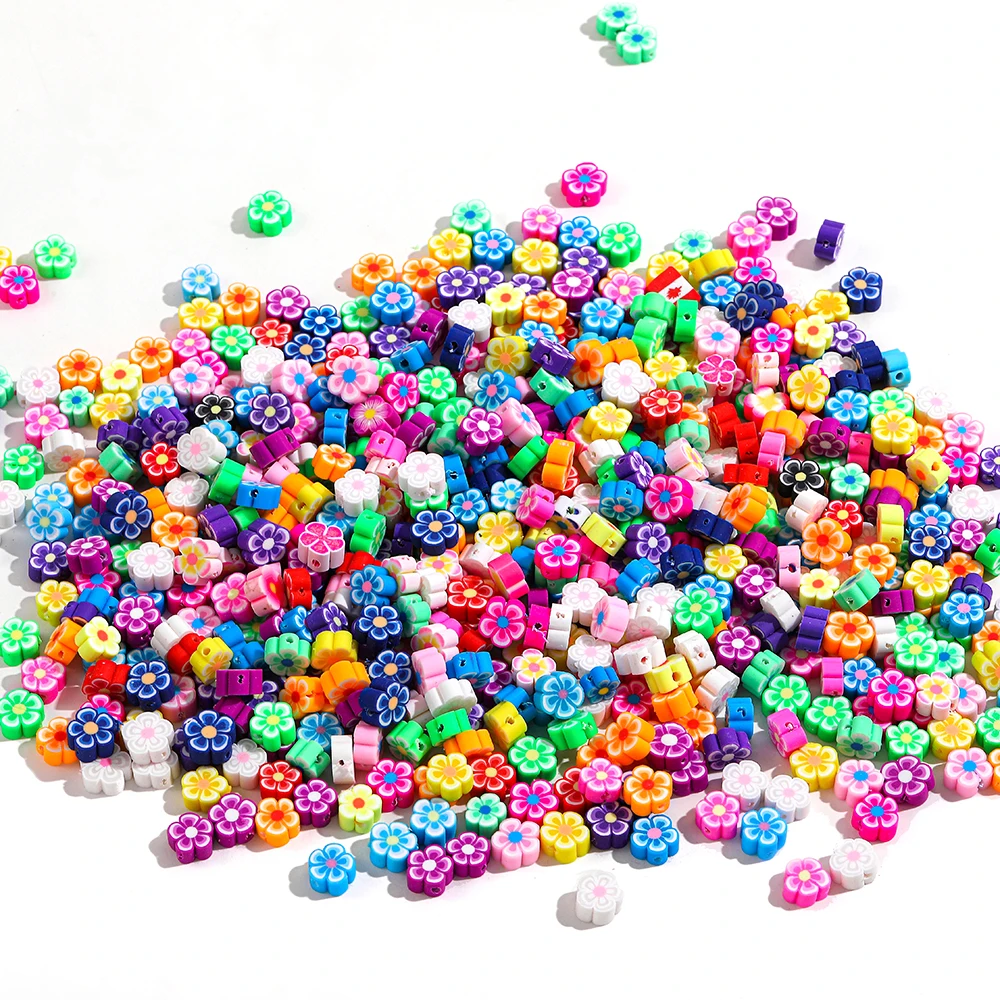 

40pcs/lot 8mm Mixed Color Flower Beads Polymer Clay Spacer Loose Beads for Jewelry Making DIY Bracelet Necklace Accessories