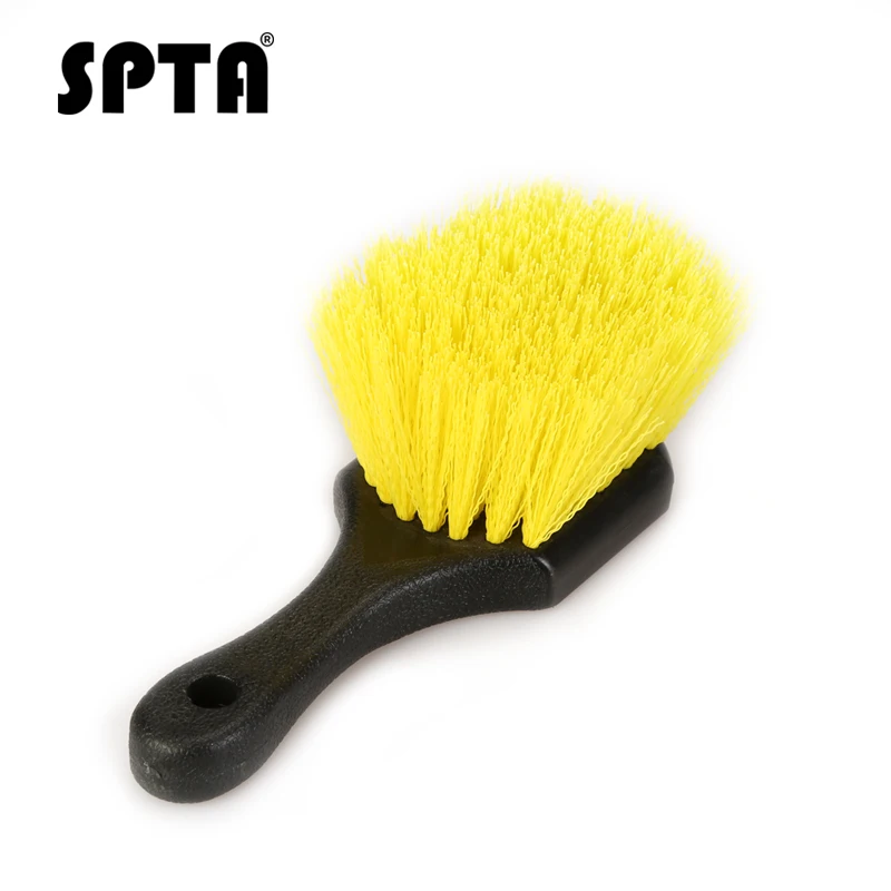 1pc Yellow Brush SPTA Автомобильная красота щетка для колеса короткая ручка шина Чистящая Щетка для машины обода колеса чистящие инструменты ручной жесткий нейлон щетинки Чистящая Щетка - Цвет: 1pc Yellow Brush