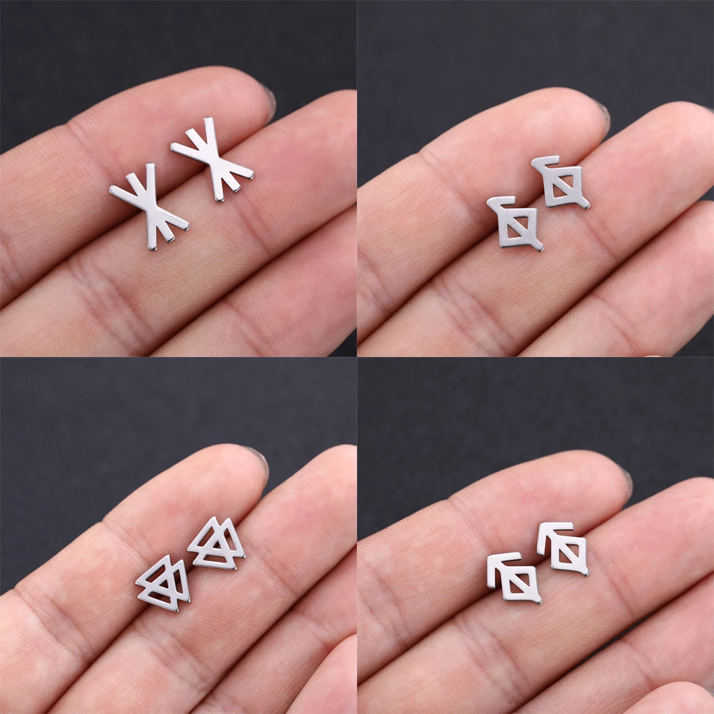 Серьги-гвоздики Myshape с Северными европейскими рунами комбинированные маленькие