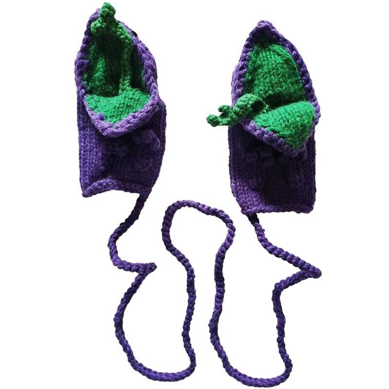 

Women Men Winter Crochet Knitted Gloves Cute Cartoon Frog Mouth Eyes Design Windproof Snow Ski Full Finger Mittens Hand
