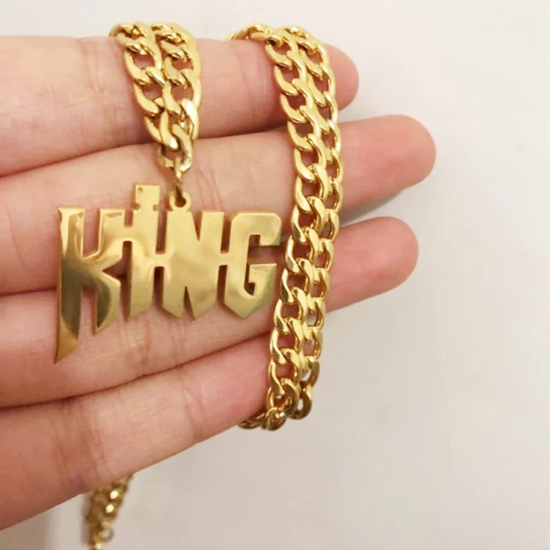 Кубинская цепочка золотого цвета на заказ смелое имя ожерелья подвески Панк