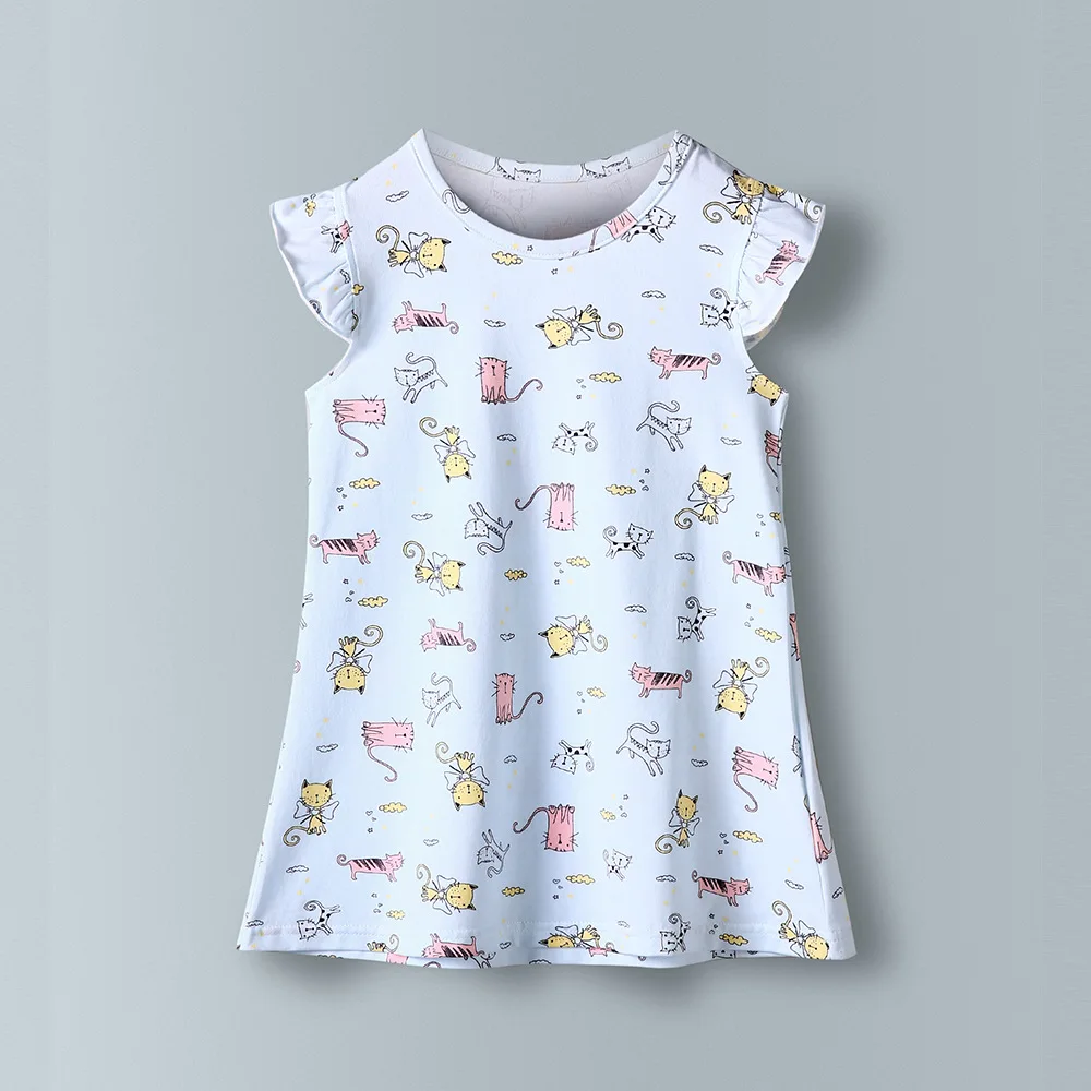 

Hankeya Girls Cotton Sleeveless Nightgown Summer Princess Nightdress Cute Cartoon Flower Printed Sleepwear Homewear Sleep Dress