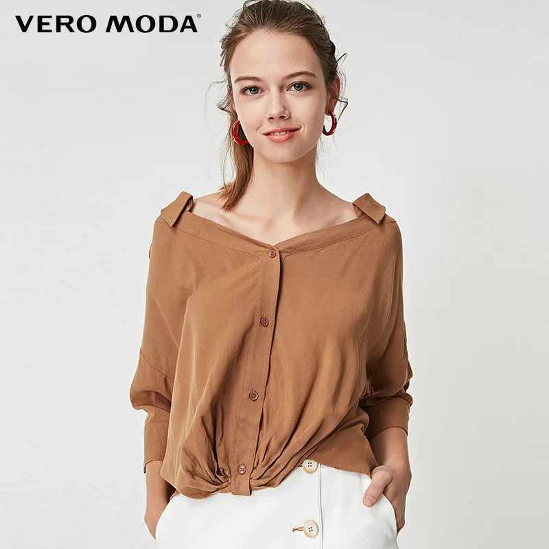 Женская блузка с отворотом и левым плечом Vero Moda | 319158511|Блузки|