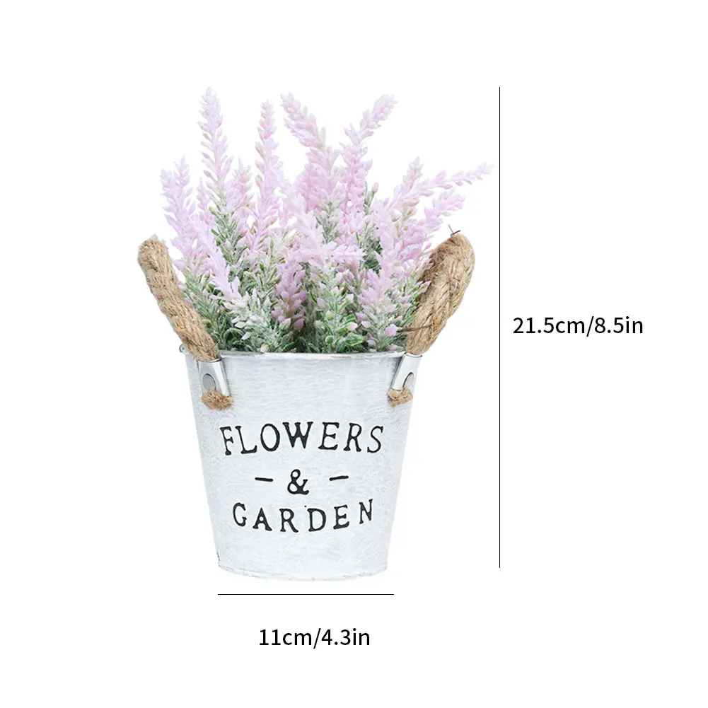 

Artificial Potted Flower Fake Potted Plant Lavender With Iron Art Basin Tabletop Ornament Decoration For Bedroom Office Colorful