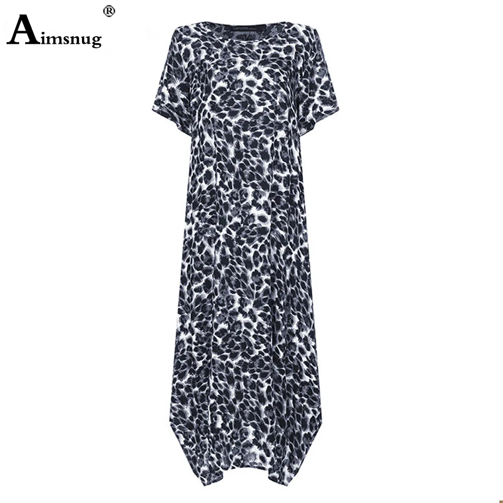 Женское Элегантное Длинное Платье Aimsnug винтажное пляжное платье с леопардовым