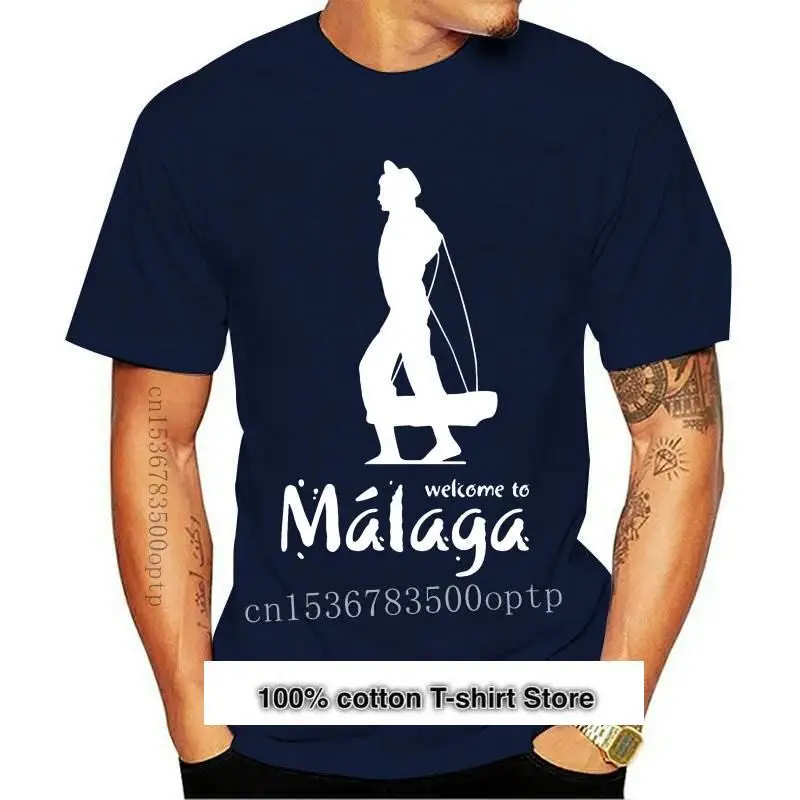 

Camisetas de bienvenida a malaga 5 para mujer, ropa informal de algodón negro oscuro, novedad