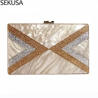 stripped acrylic sequined vintage women small day clutch golden metal luxury evening bags wedding lock flap purse