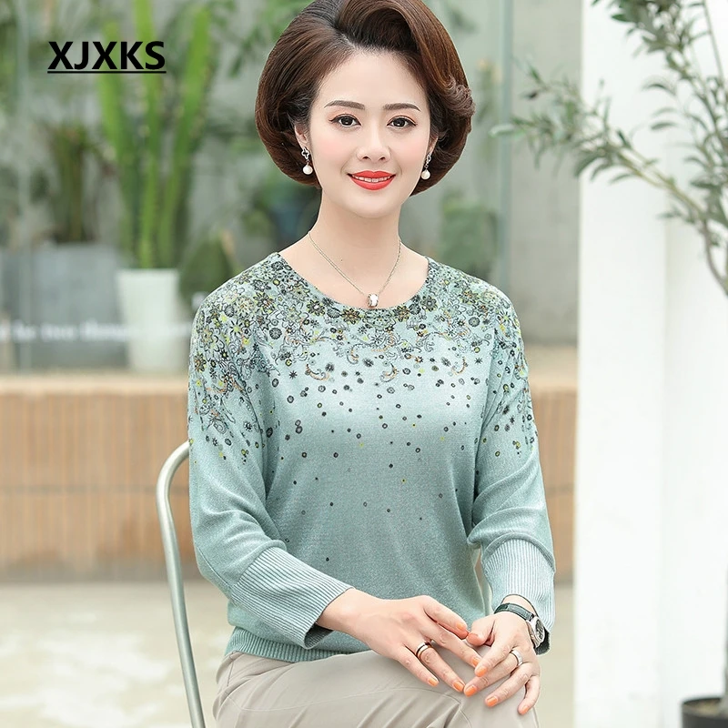 Женский трикотажный свитер XJXKS винтажный Повседневный пуловер с рукавом летучая
