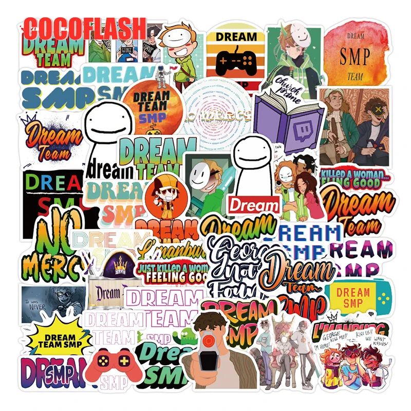 10/50Pcs/Set Dream Smp Cartoon Waterproof Graffiti Stickers For Skateboard Refrigerator Computer Notebook Children
