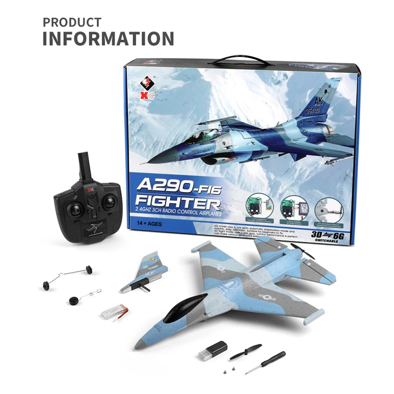 

2021 Wltoys A290 F16 Rc Plane 2.4G 3Ch Airplane Epp Foam Glider Remote Radio Controlled Aircraft 3D/6G System Drone Helicopter