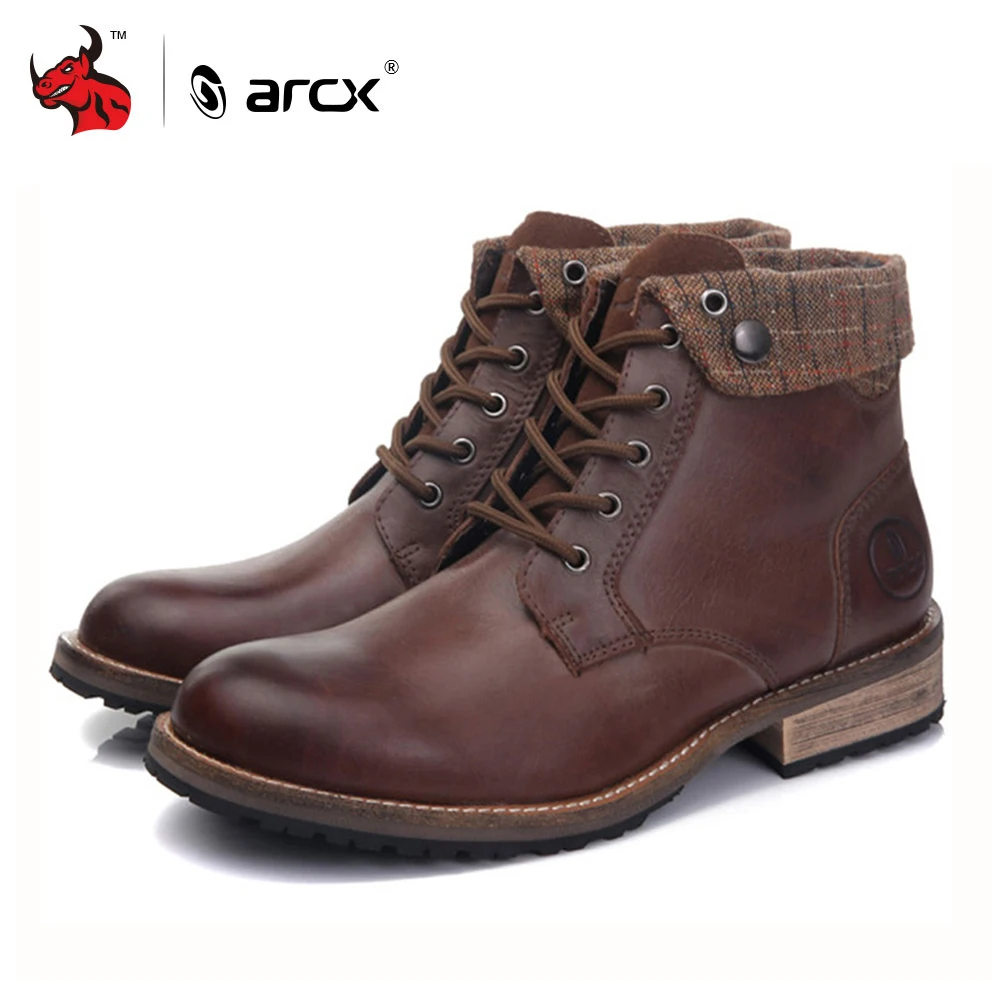 ARCX/ботинки в байкерском стиле с отворотом; Мужская обувь для отдыха; обувь для езды на велосипеде; обувь для скутера; Повседневная обувь в байкерском стиле; кожаные ботинки в байкерском стиле