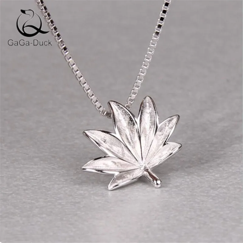 Женское колье с подвеской в виде кленовых листьев из серебра 925 пробы|Ожерелья| |