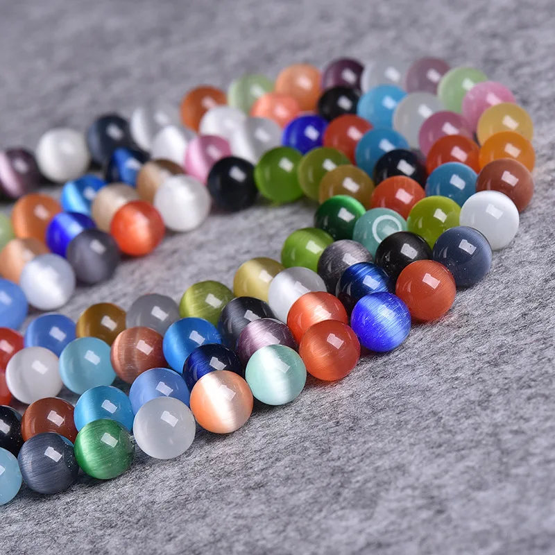 Женские круглые бусины с опалом SAEN стеклянные кошачий глаз 4/6/8/10/12 мм для