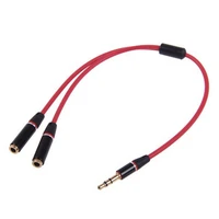1pcs female to 2 male connected cord to laptop 3 5 mm headphone earphone audio cable micphone y splitter adapter