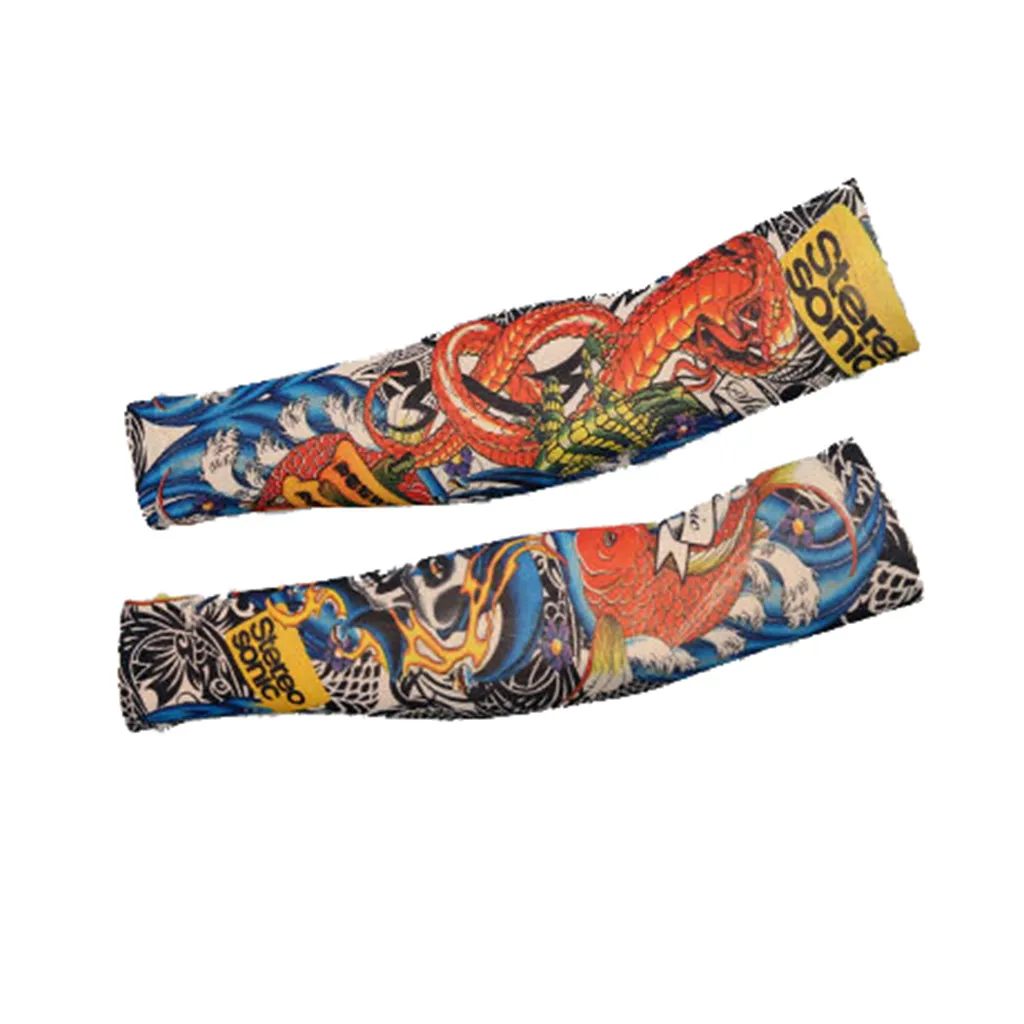 1 пара рукава татуировки для езды на велосипеде бега модный дизайн эластичные