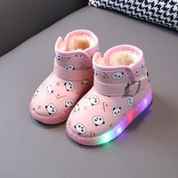children led snow boots with lights cotton waterproof luminous warm shoes for boys girls kids