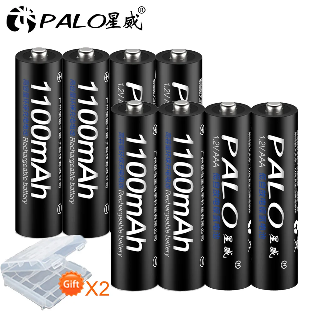2 шт./лот PALO ni-mh AAA батарея 1100mAh 1,2 V перезаряжаемые батареи 3A Аккумуляторы для игрушек дистанционного управления, игрушки для камеры - Цвет: 8xAAA