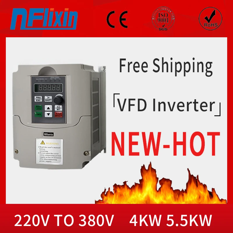 Бесплатная доставка! 1 фазный 220 В до 3 380 5.5Kw VFD преобразователь частоты