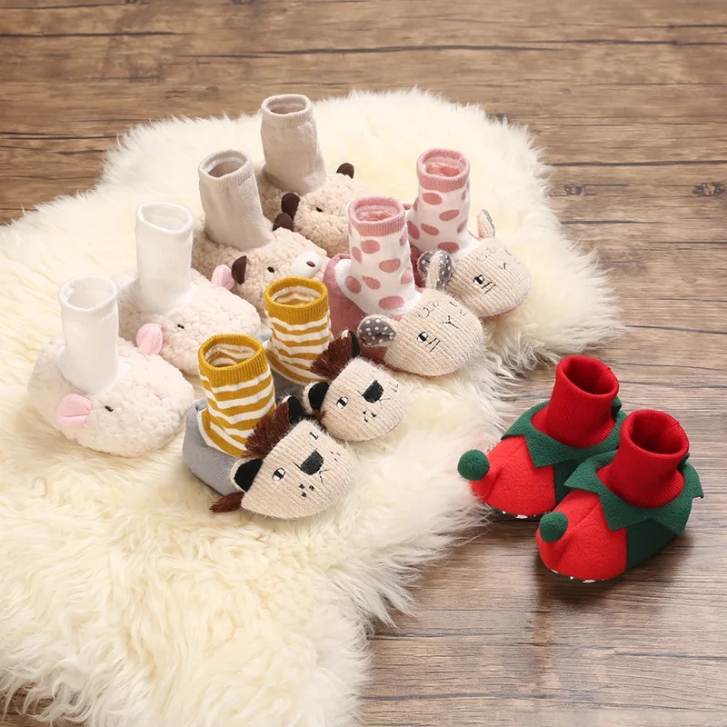 

New Baby Shoes Kids Winter Warm Socks Unisex Baby Girls Infant Cute Cartoon Animals Crib Warm Shoes For Newborn Toddler Shoes