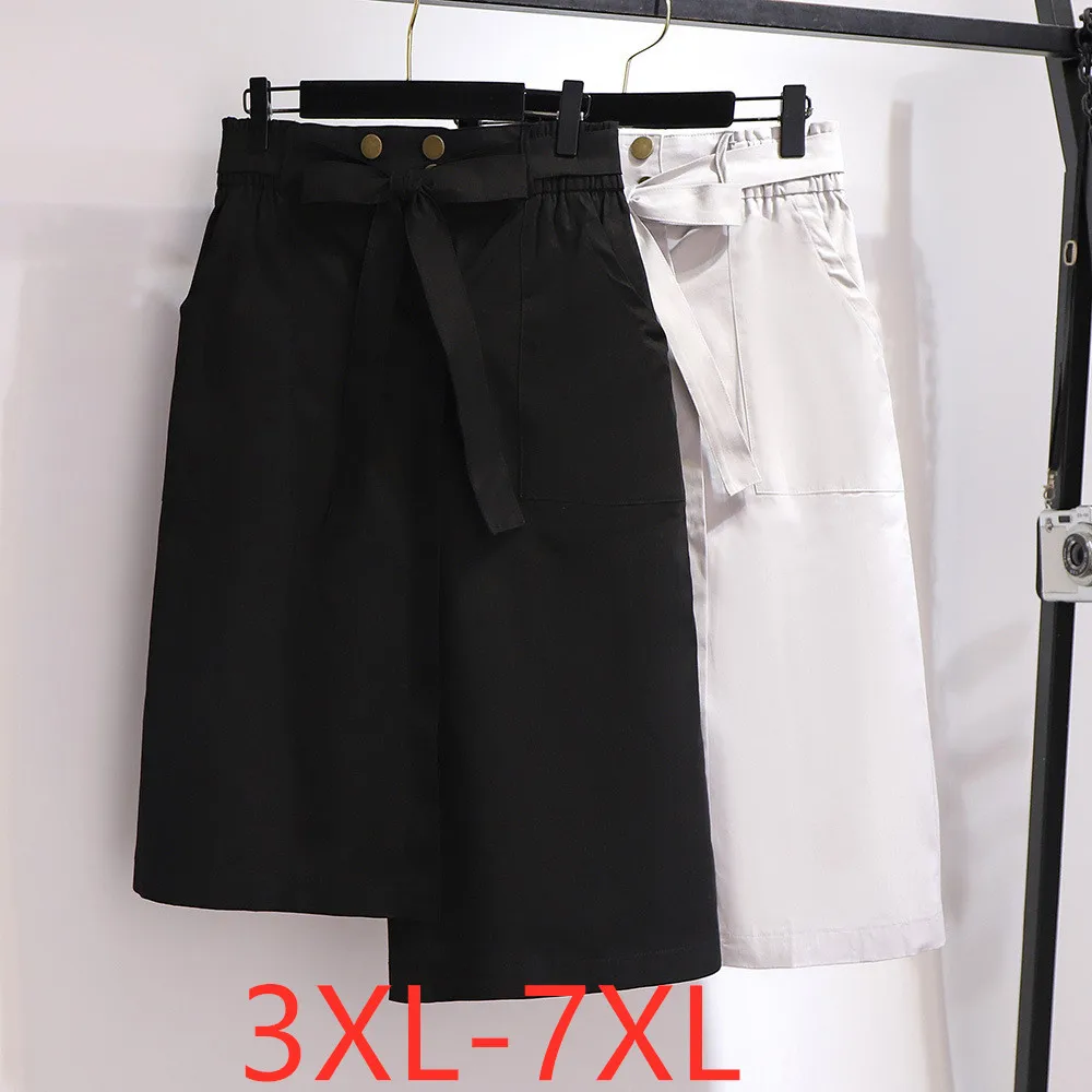 

Новинка 2021 в Корейском стиле летнее платье размера плюс юбка средней длины для женщин большой повседневное свободное бантом; С карманами и ...