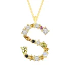 Женское Ожерелье с буквами 26 дюймов, Новое цветное циркониевое ожерелье с позолоченной цепочкой до ключиц