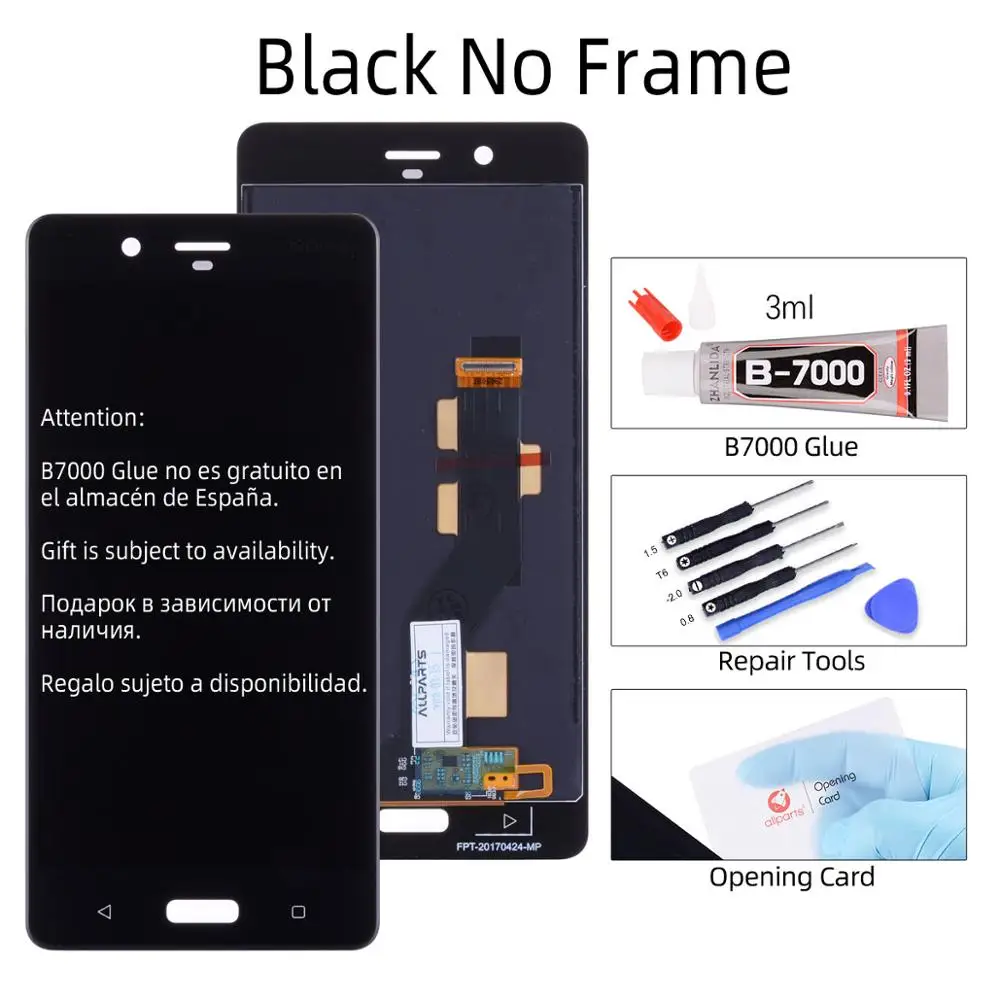 Дисплей для NOKIA 8 LCD в сборе с тачскрином 5.3" черный - Цвет: Black No Frame