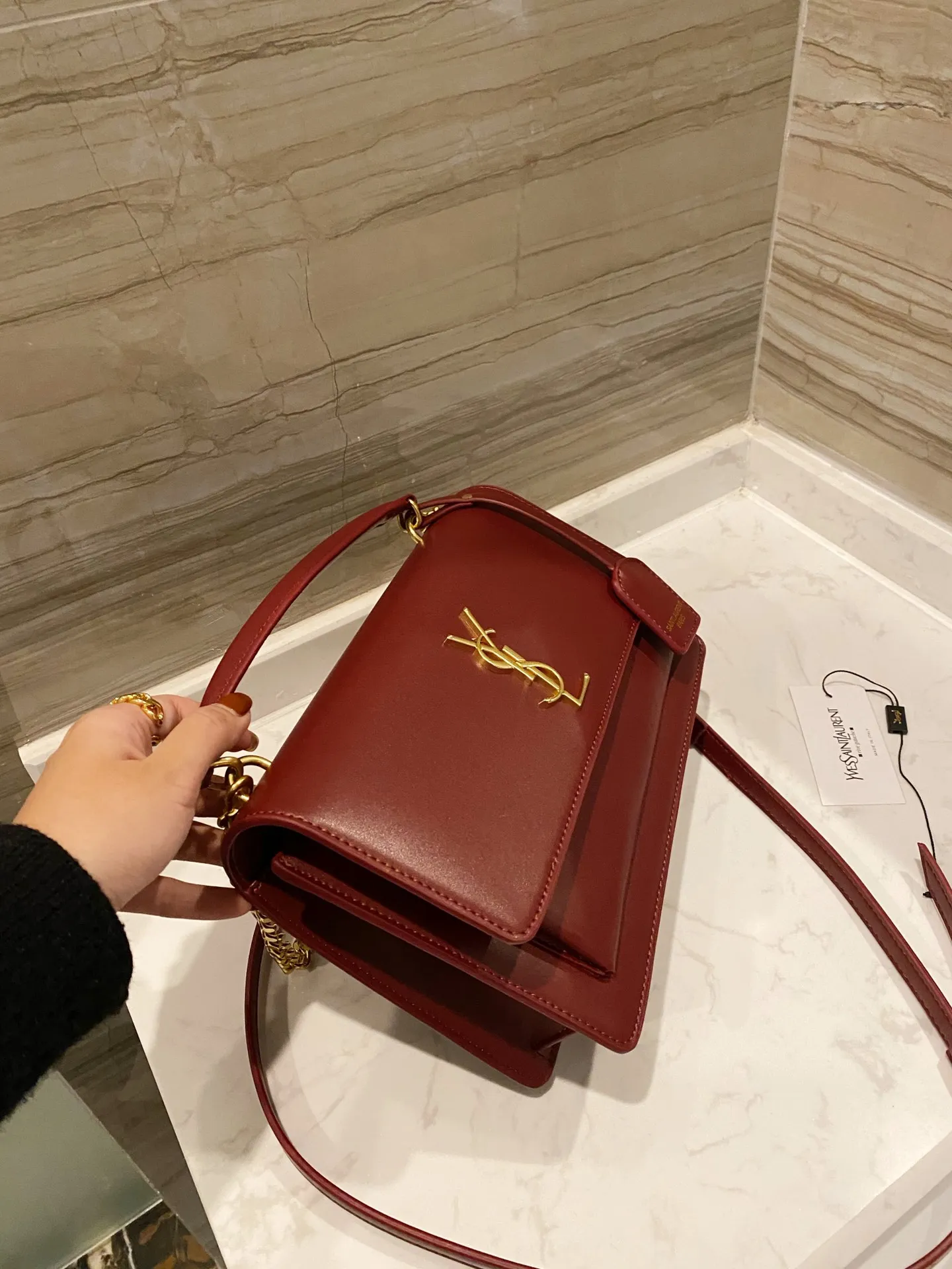 

Bolso de hombro clsico de piel para mujer, bolsa de hombro de diseo de lujo, prctica cadena exquisita, de alta calidad