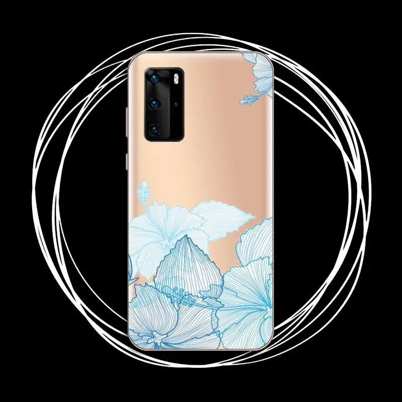 

Watercolor flowers leaves Phone Case Transparent for Huawei P20 P30 P40 honor 8 10i P smart 2019 Samsung A71 A21S S10 20 plus