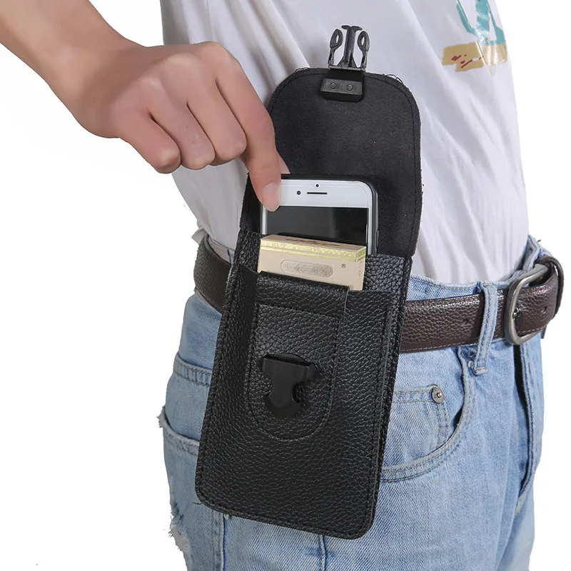 

New Thin Men Wear Belt Hook Cigarette Wallet Waist Mobile Phone Bag