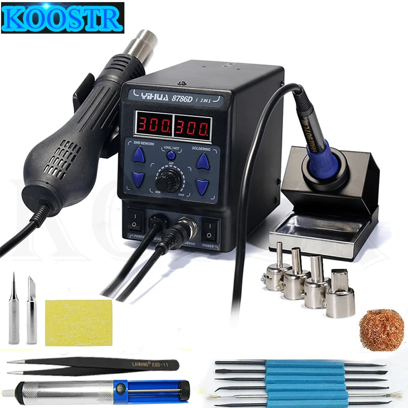 Паяльная станция YIHUA 8786D I 2 в 1 с цифровым дисплеем паяльная BGA для ремонта цепи