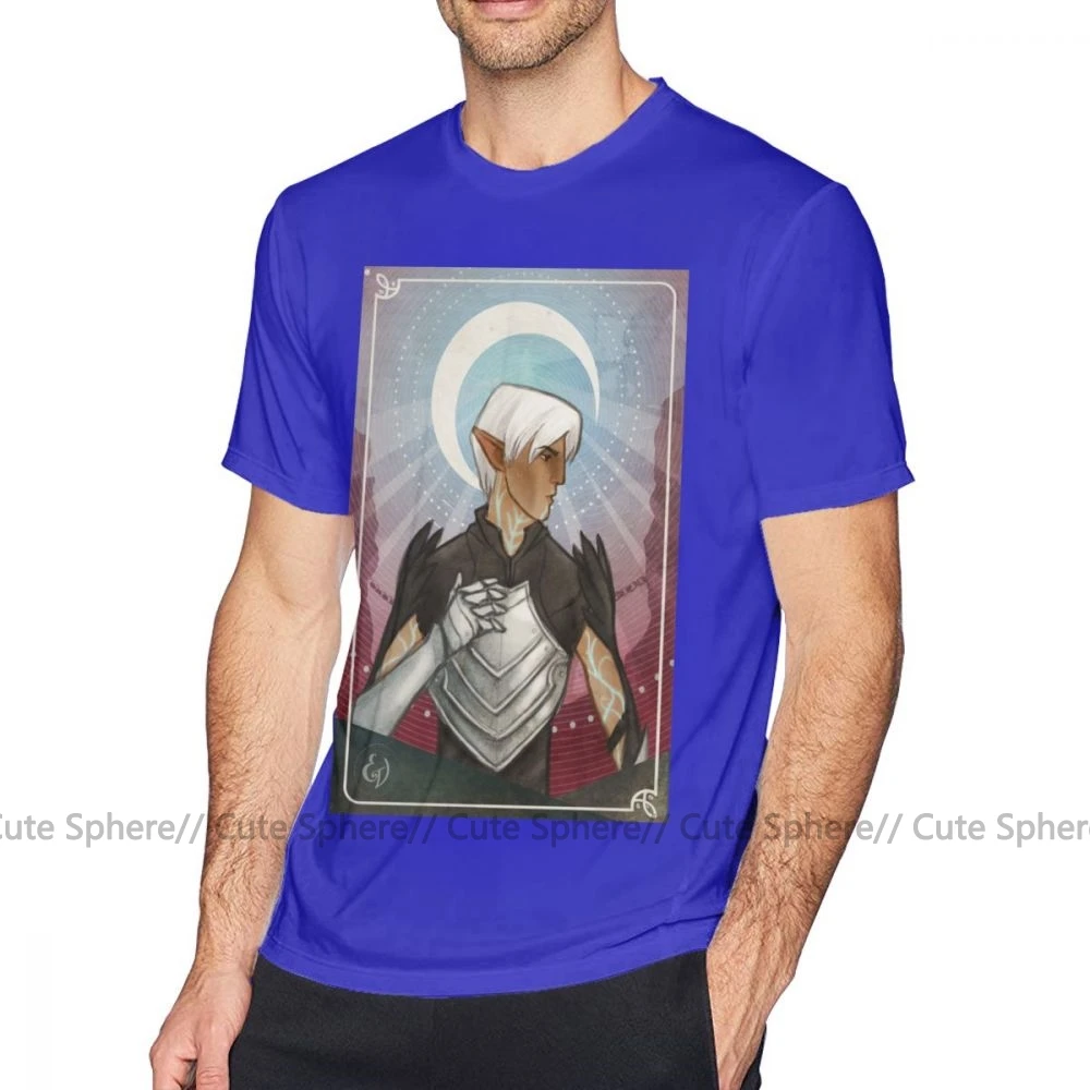 Dragon Age, футболка, Fenris The Moon, футболка, 100 хлопок, короткий рукав, футболка, пляжный рисунок, 4xl, Мужская забавная футболка - Цвет: Blue