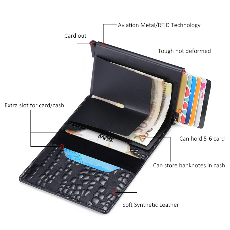 Rfid Blocking Men Bank Credit Card Holder Protection Smart Wallets Metal Aluminum Business Case Creditcard Cardholder | Багаж и сумки