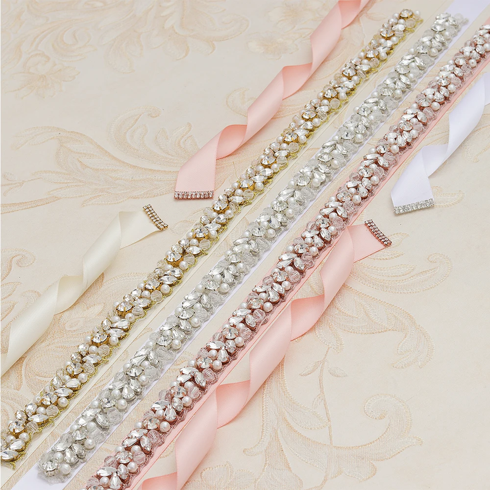 MissRDress жемчужный свадебный пояс розовое золото хрустальный со стразами для