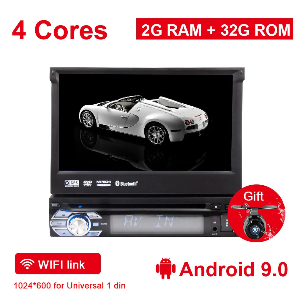 2G 32G Android 9.0 Eunavi 7 ''Универсальный 1 din Android 9,0 мультимедийный четырехъядерный автомобильный dvd-плеер gps Wifi радио стерео BT 2 Гб ram 32 ГБ rom SWC RDS CD - Цвет: 2G 32G Android 9.0