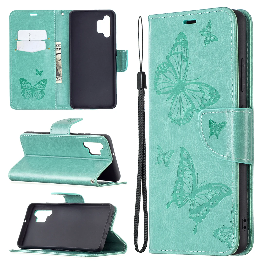 

Embossing Phone Case For Samsung Galaxy A32 A72 A52 5G A12 A02 M02 Etui Flip Leather Full Protective Cover Card Solt Stand Coque