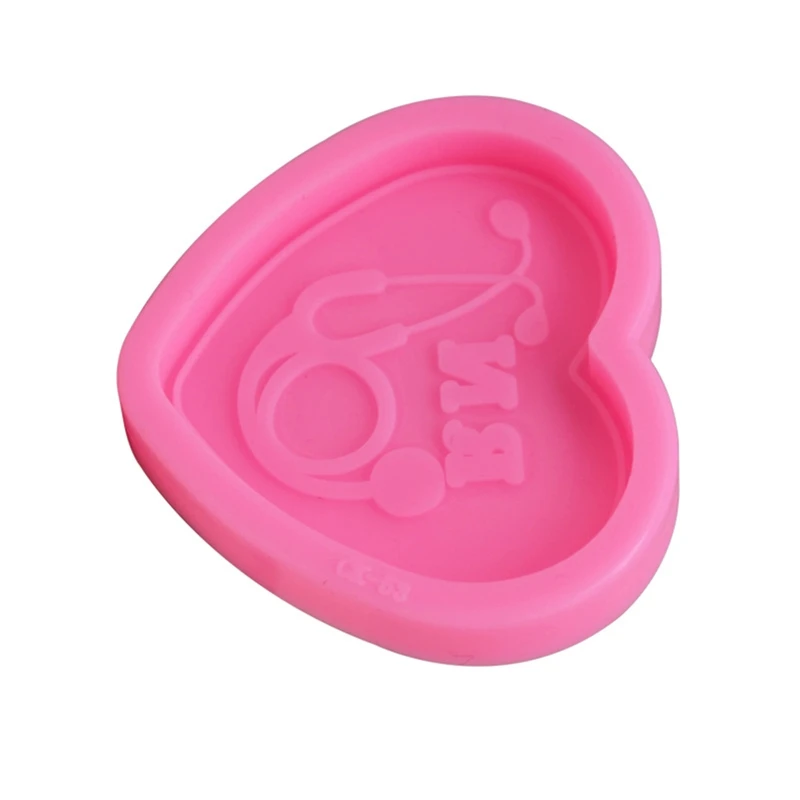 

Crystal Epoxy Resin Mold Shiny Glossy Doctor Stethoscope Love Heart Shape Keychain Casting Silicone Mould DIY Crafts Making W0YA