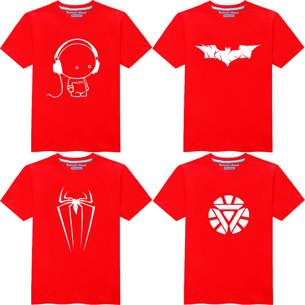 Детская футболка с мультяшным принтом светящиеся Топы коротким рукавом рубашка