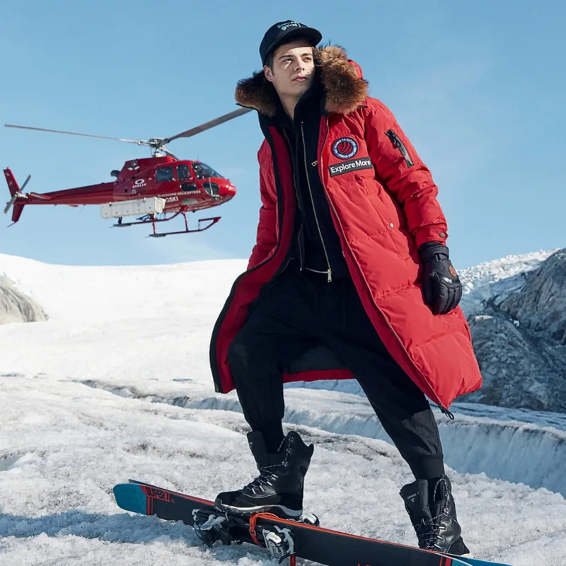 BOSIDENG белый гусиный пуховик мужской длинный Мужская Длинная утепленная верхняя