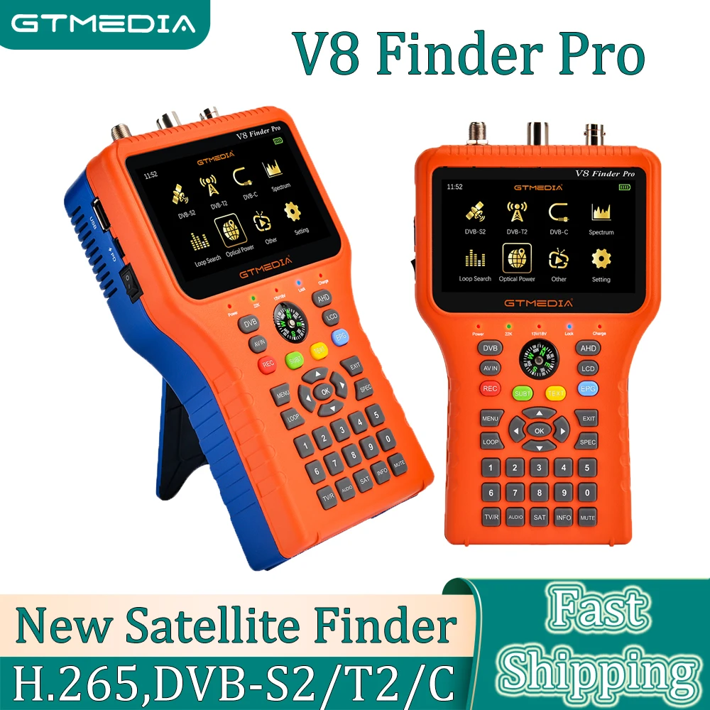 

NEW GTMEDIA V8 Finder Pro/Meter HD Satellite Signal Finder S2X/T2/C/ATSC-C Auto Calculate Angle of AZ,EL Supports ACM AHD IKS