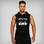 Майка мужская с капюшоном, хлопок, без рукавов, спортивная одежда для фитнеса, бодибилдинга, лето