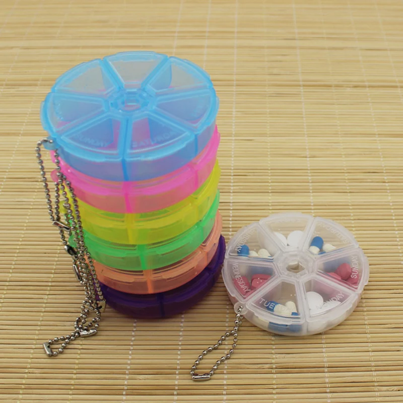 7 дней коробка для таблеток еженедельная круглая медицинский диспенсер