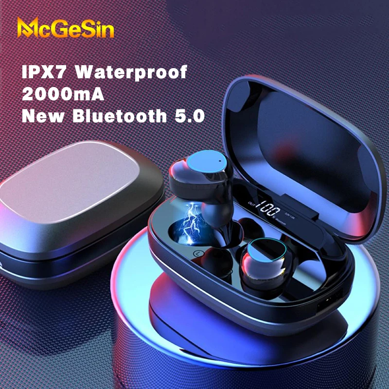 McGeSin Bluetooth наушники беспроводные IPX7 водонепроницаемые музыкальные гарнитуры